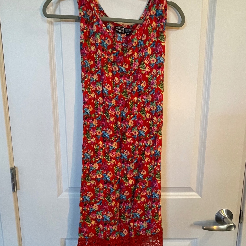 Cottagecore Red Floral Dress